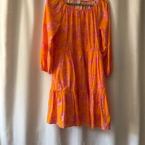 J Crew Orange and Pink Floral Dress
